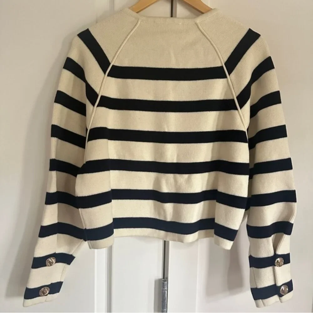 NWT Ba&sh Bash Massimo Striped Cardigan Black White Ecru | size 1 / S - Picture 8 of 11